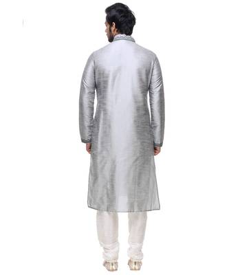 Grey Embroidered Silk Sherwani 5