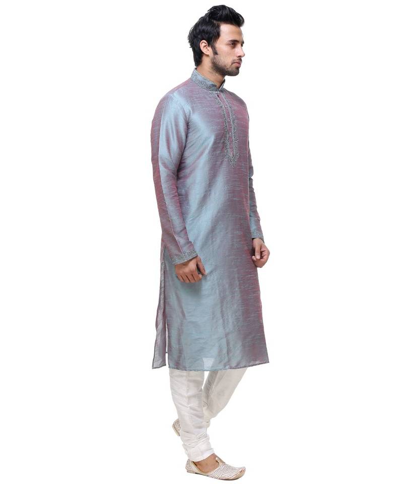 Blue Embroidered Silk Sherwani