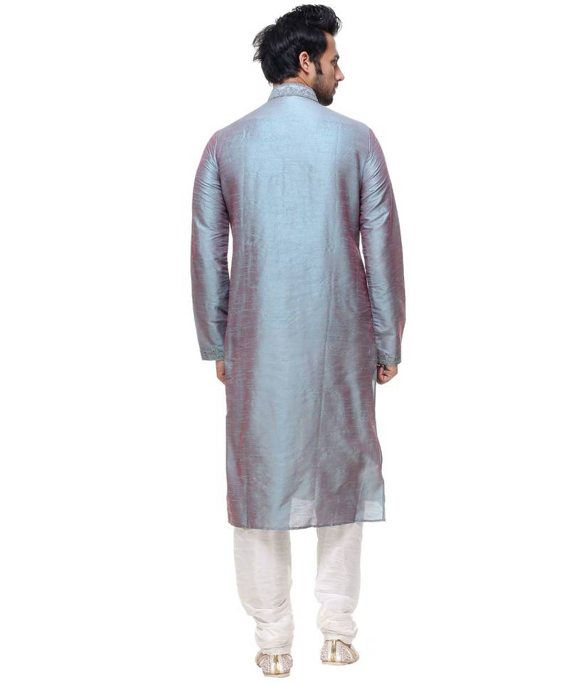 Blue Embroidered Silk Sherwani