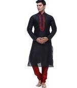 Black Embroidered Silk Sherwani