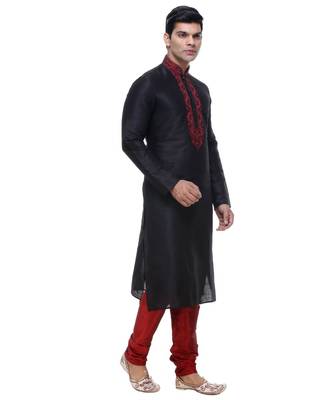 Black Embroidered Silk Sherwani 3