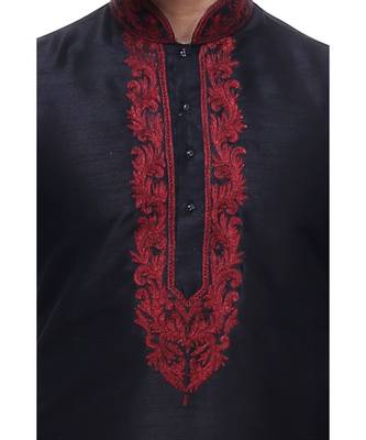 Black Embroidered Silk Sherwani 4