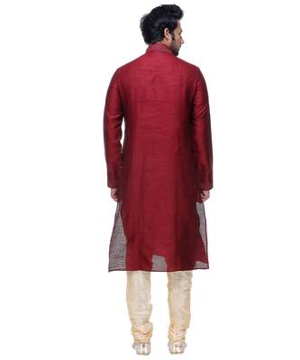 Maroon Embroidered Silk Sherwani 5