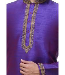 Purple Embroidered Silk Sherwani