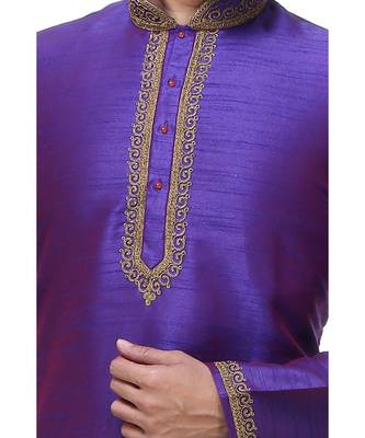 Purple Embroidered Silk Sherwani 2