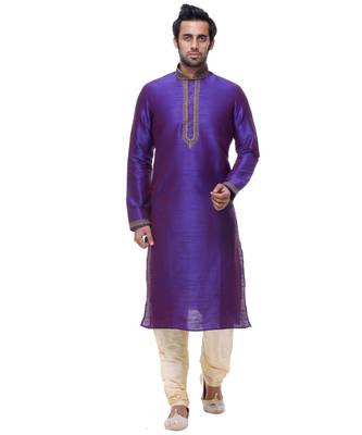 Purple Embroidered Silk Sherwani 1