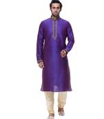 Purple Embroidered Silk Sherwani