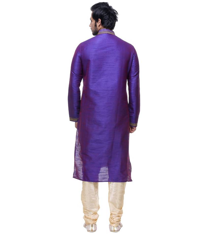 Purple Embroidered Silk Sherwani