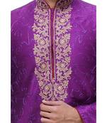 Purple Embroidered Silk Sherwani