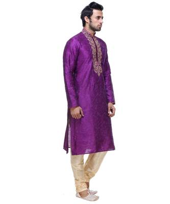 Purple Embroidered Silk Sherwani 4
