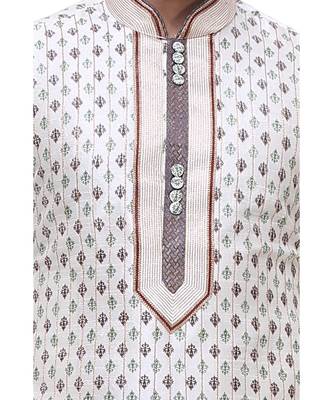 White Embroidered Silk Sherwani 1