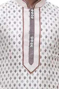 White Embroidered Silk Sherwani