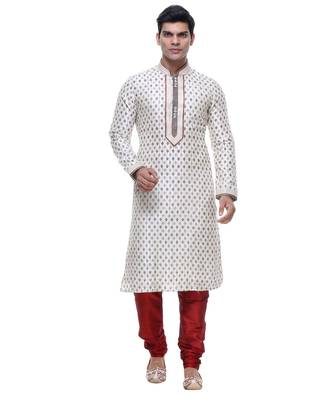 White Embroidered Silk Sherwani 2
