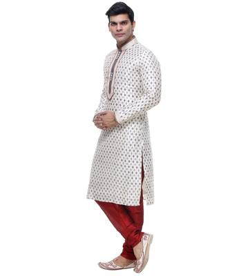 White Embroidered Silk Sherwani 3