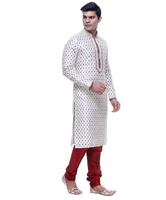 White Embroidered Silk Sherwani 4