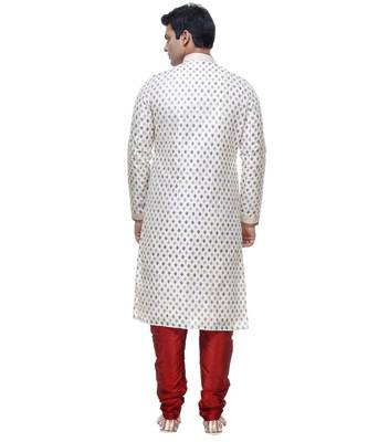 White Embroidered Silk Sherwani 5