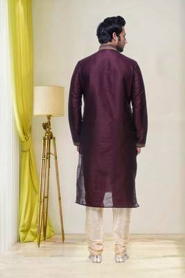 Purple Embroidered Silk Sherwani 4
