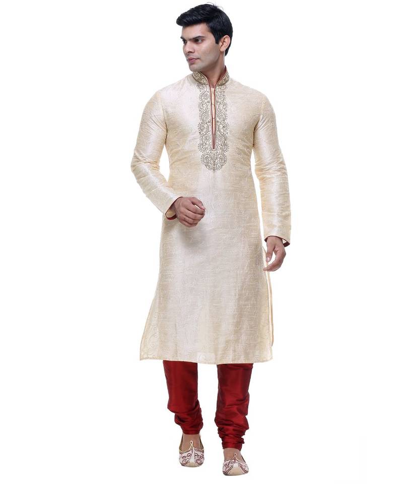 Gold Embroidered Silk Sherwani