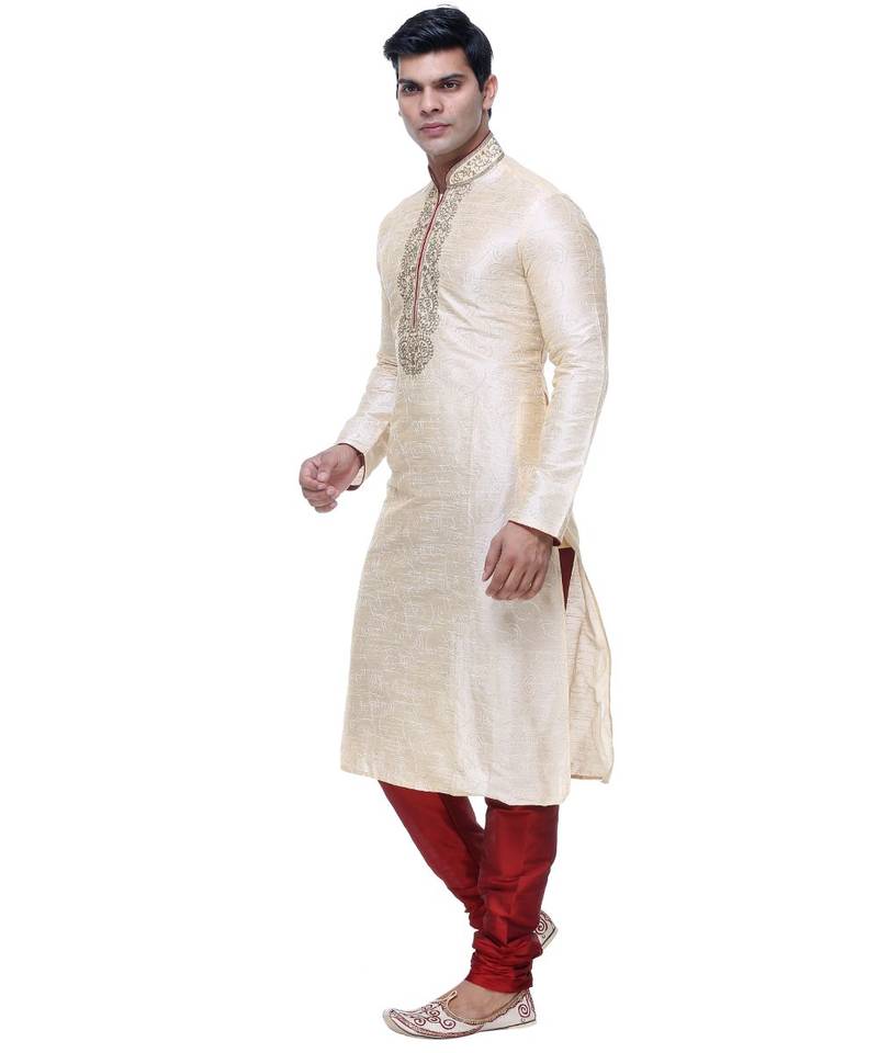 Gold Embroidered Silk Sherwani
