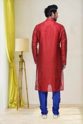 Maroon Embroidered Silk Sherwani 4