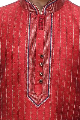 Maroon Embroidered Silk Sherwani 5