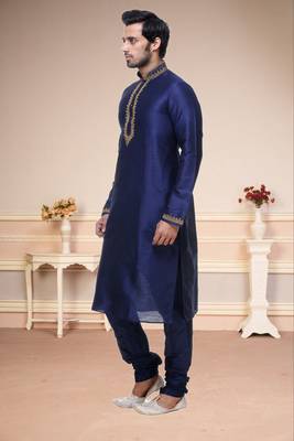Blue Embroidered Silk Sherwani 3