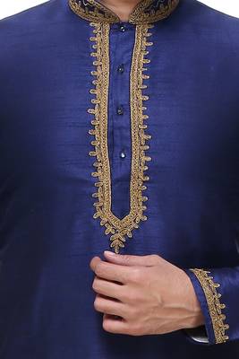 Blue Embroidered Silk Sherwani 5