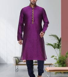 Purple Embroidered Silk Sherwani