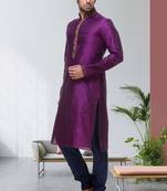 Purple Embroidered Silk Sherwani