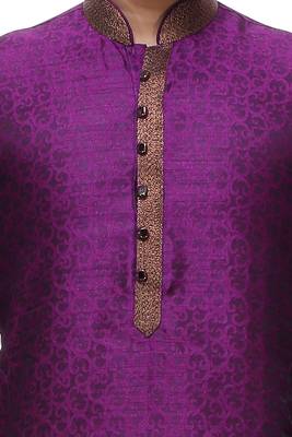 Purple Embroidered Silk Sherwani 5