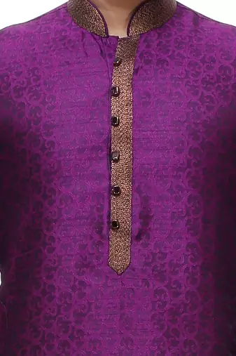 Purple Embroidered Silk Sherwani