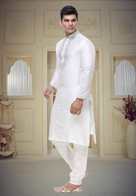 White Embroidered Silk Sherwani 3