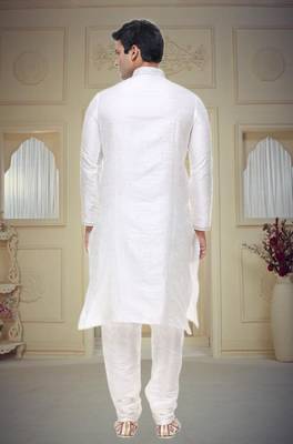 White Embroidered Silk Sherwani 4
