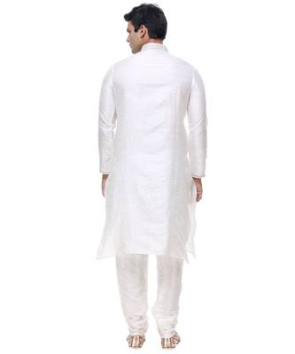 White Embroidered Silk Sherwani 5