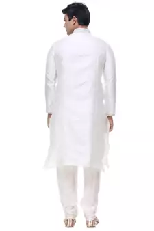 White Embroidered Silk Sherwani