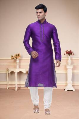 Purple Embroidered Silk Sherwani 2