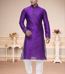 Purple Embroidered Silk Sherwani