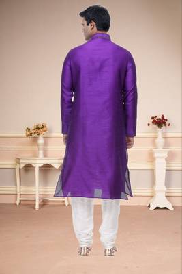 Purple Embroidered Silk Sherwani 4