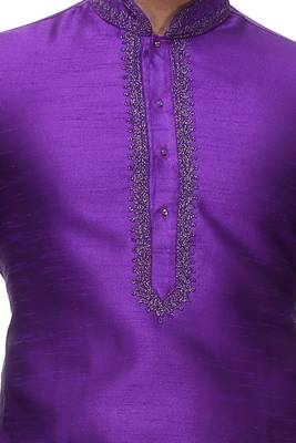 Purple Embroidered Silk Sherwani 5