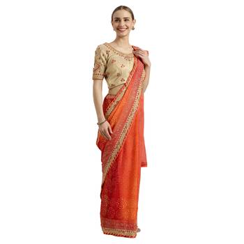 Multicolor embroidered georgette saree with blouse 1