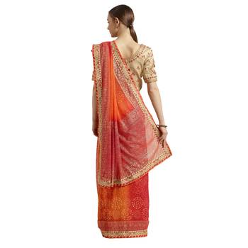 Multicolor embroidered georgette saree with blouse 2