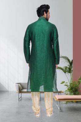 Green Embroidered Silk Sherwani 4