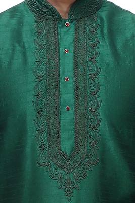Green Embroidered Silk Sherwani 5