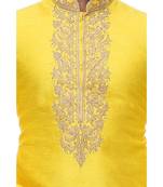 Yellow Embroidered Silk Sherwani