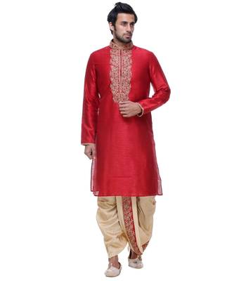 Maroon Embroidered Silk Sherwani 1