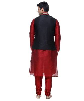 Maroon Embroidered Silk Sherwani 5