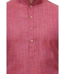 Maroon Embroidered Cotton Sherwani