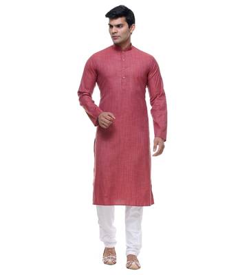 Maroon Embroidered Cotton Sherwani 1