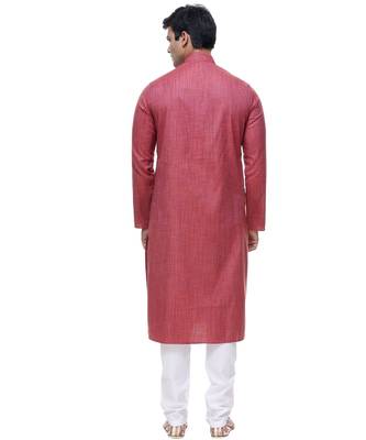 Maroon Embroidered Cotton Sherwani 5