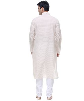 White Embroidered Cotton Sherwani 5